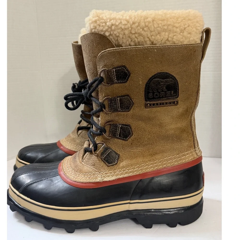 Sorel Caribou Mens NM1872-211 Brown Waterproof Leather Snow Boots Size 11